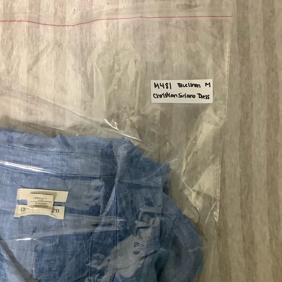 Christian Siriano 100% Linen Button-down Shirt Dress Blue Sz Medium Blue - Picture 10 of 10